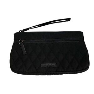 Vera Bradley Black Quilted Wristlet Clutch With Zipper Closure